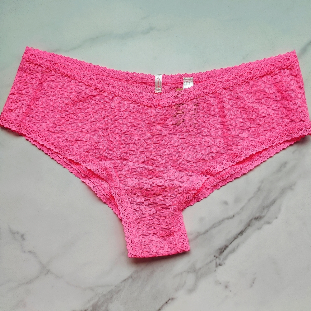 NWT PINK VICTORIA'S SECRET V-CUT FRONT WEAR EVERYWHERE LACE CHEEKSTER PANTY IN C